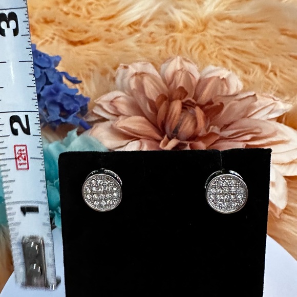 Micro Pave Crystal Disc Stud Earring NEW! - Picture 3 of 6